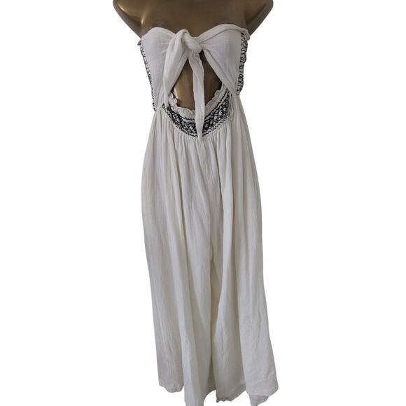 Free People CARMEN Sz XS Wide Leg Palazzo Smocked Jumpsuit - Picture 2 of 9